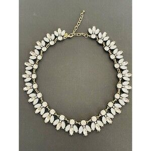 Joan Rivers Signature Shades of Gray White Crystal  Necklace Bib Choker Vintage